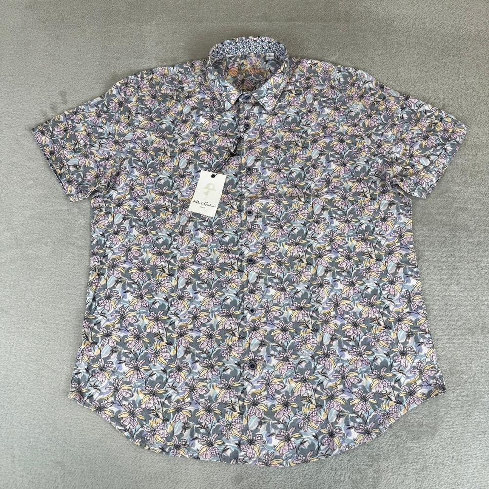Robert Graham Silverman Linen Button-Up Shirt Mens Large Floral $188 New NWT